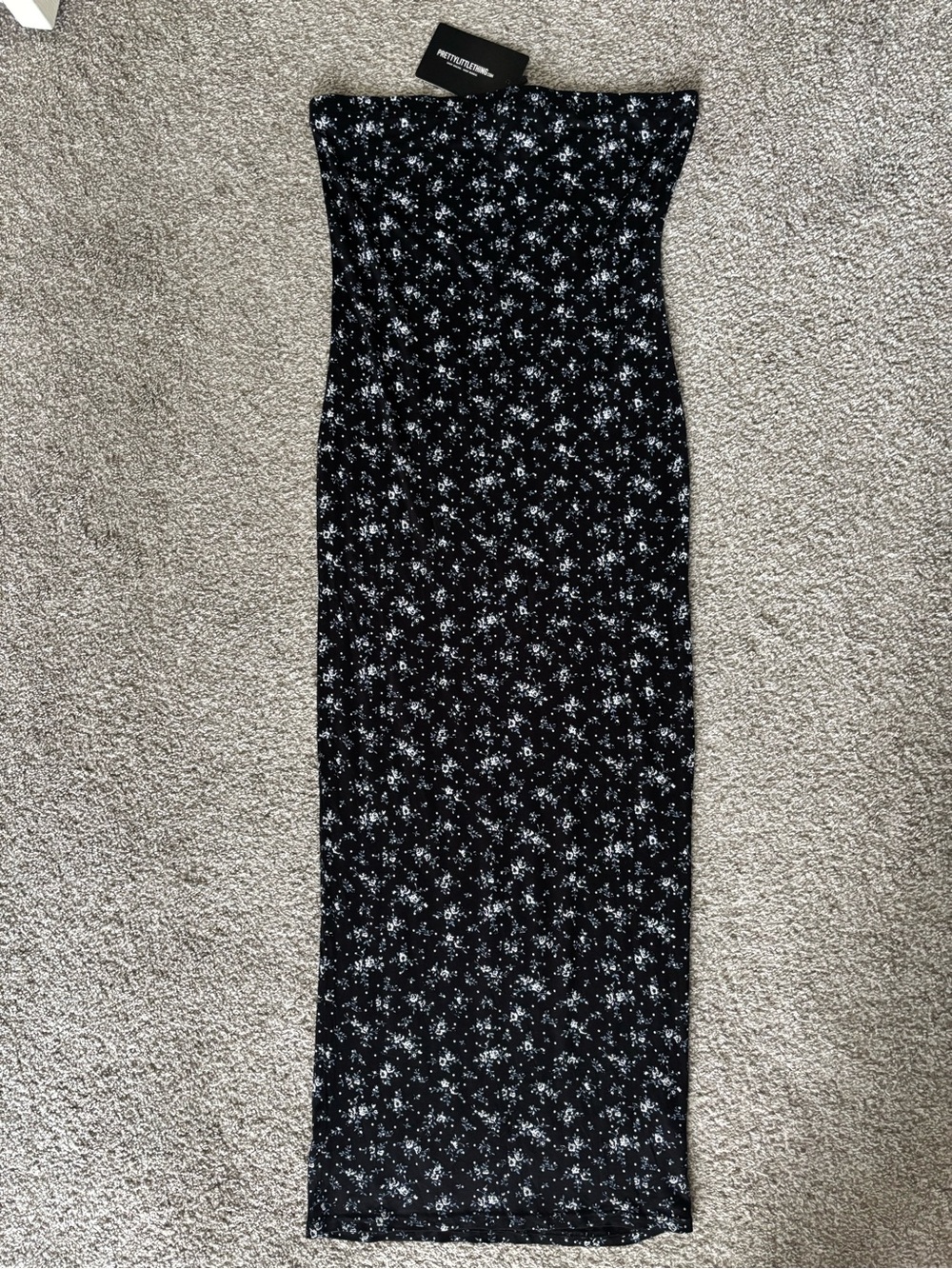 Black Floral Stretch Tube Maxi